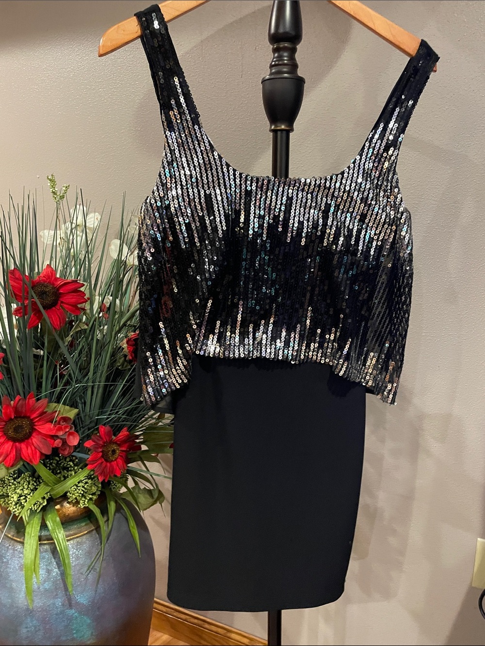 Speechless Black Sequin Tank Mini Dress